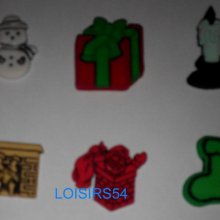 Lot de 6 cabochons Noël plastique de 20 mm pour la couture