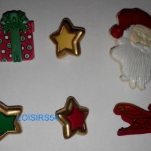 Lot de 6 boutons Noël résine plastique de 20 mm pour la couture