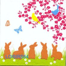 Serviette papier 5 lapins de Pâques