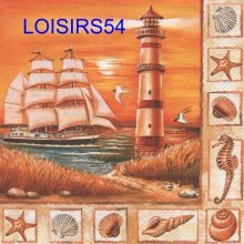 Serviette papier phare et bateau