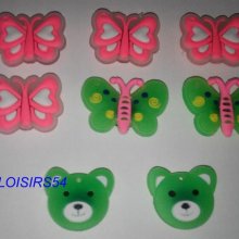 Boutons plastique papillon vert lot de 8 de 25 mm pour la couture