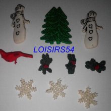 Lot de 7 boutons hiver résine plastique de 20 mm pour la couture