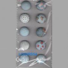 Lot de 10 boutons tissus couleurs clairs 18 mm pour la couture