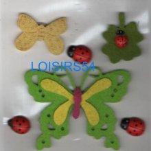Papillons feutrine autocollant scrapbooking