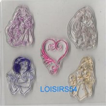 Tampon transparent princesses pour décoration 5 pièces