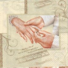 Serviette papier motif mariage + alliance et musique