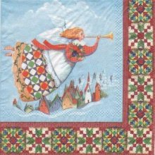 Serviette papier Ange et trompette de 25 cm X 25 cm 3 plis