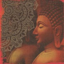 Serviette Asie et statue 33 cm X 33 cm 3 plis