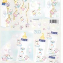 Feuille 3D bébé et biberon