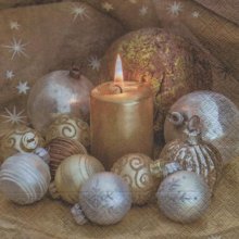 Serviette papier Boules de Noël or 33 cm X 33 cm 3 plis