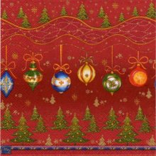 Serviette papier Boule Noël et sapins 33 cm X 33 cm 