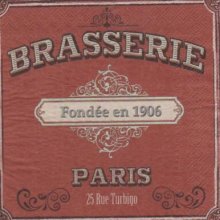 Serviette papier brasserie Paris de 33 cm X 33 cm 3 plis