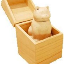 Brule parfum chat en céramique dans boite en bois