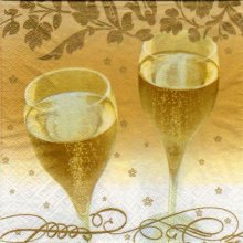 Serviette papier champagne 2 verres