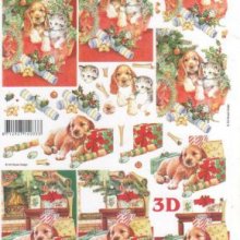 Feuilles 3D chat et chien
