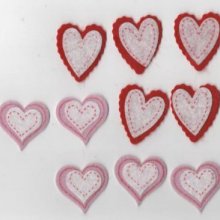 Coeurs feutrine autocollant lot de 10