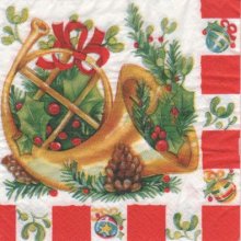 Serviette papier cor et Noël 33 cm X 33 cm 3 plis