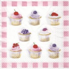 Serviette papier cupcakes aux fruits 33 cm X 33 cm 3 plis