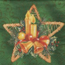 Serviette papier etoile et bougie de Noël