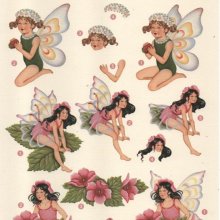 Feuilles 3D fées et fleurs