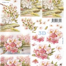 Feuille 3D Iris rose et blanc