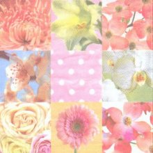 Serviette papier motif bouquets fleurs 33 cm X 33 cm 3 plis