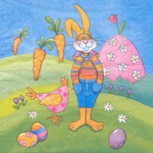 Serviette papier motif grand lapin de Paques 