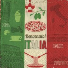 Serviette papier Italia Benvenuto  33 cm X 33 cm 3 plis 