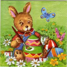 Serviette papier lapin Pâques et oeufs 33 cm X 33 cm 3 plis