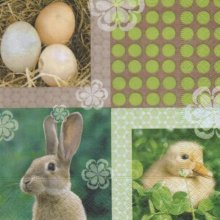 Serviette papier lapin Pâques et poussin 33 cm X 33 cm 