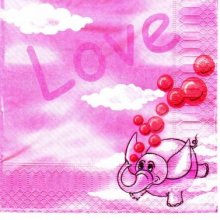 Serviette papier Love Eléphant 33 cm X 33 cm 3 plis