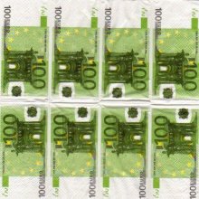 Mouchoirs Money 100 Euro 5 cm X 10 cm 3 plis
