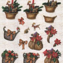 Feuilles 3D Noël et panier