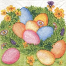 Serviette papier oeufs de Paques et fleurs