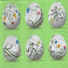 Serviette papier oeufs de Paques et fleurs blanche