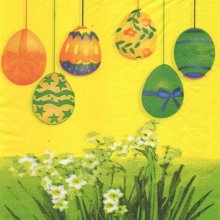 Serviette papier oeufs de Pâques et fleurs