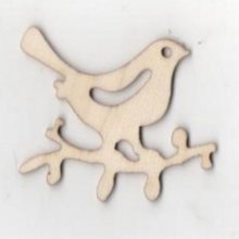 Oiseau bois sur une branche 35 mm x 50 mm