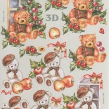 Feuilles 3D ourson Noel à découper