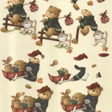 Ourson et chaton feuille 3D pour scrapbooking