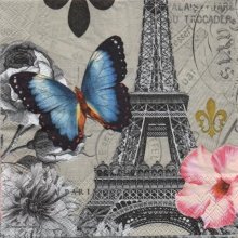 Serviette papier papillons bleu 33 cm X 33 cm 3 plis