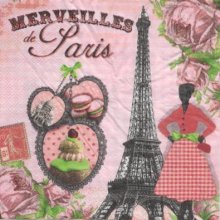 Serviette papier Paris et Merveilles 33 cm X 33 cm 3 plis