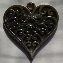 Pendentifs coeur Breloque métal strass 25 mm pour bracelet lot de 5 pièces