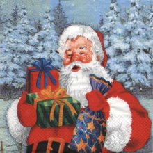 Serviette papier Père Noël et cadeaux 33 cm X 33 cm 3 plis