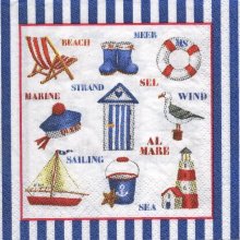 Serviette papier plage et Eté 33 cm x 33 cm 3 plis