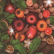 Serviette papier pomme de Noël 33 cm X 33 cm 3 plis