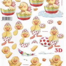 Feuille 3D poussin et oeufs