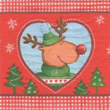 Serviette papier Renne et sapin 33 cm X 33 cm 3 plis