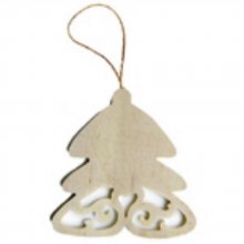 Sapin bois mi-ajouré + fil 10 cm