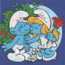 Serviette Schtroumpfs heureux de 33 cm X 33 cm 2 plis