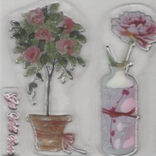 Tampons fleur en pot transparent